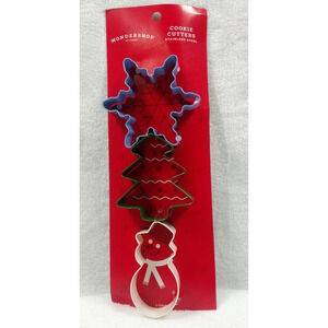 Wondershop Cookie Cutters Stainles Steel Set 3 Snowman Snowflake Tree NEW